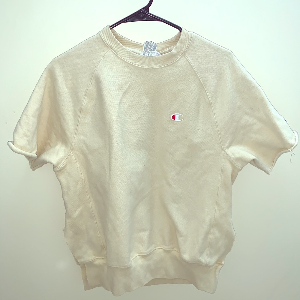 Champion cropped and distressed sweatshirt